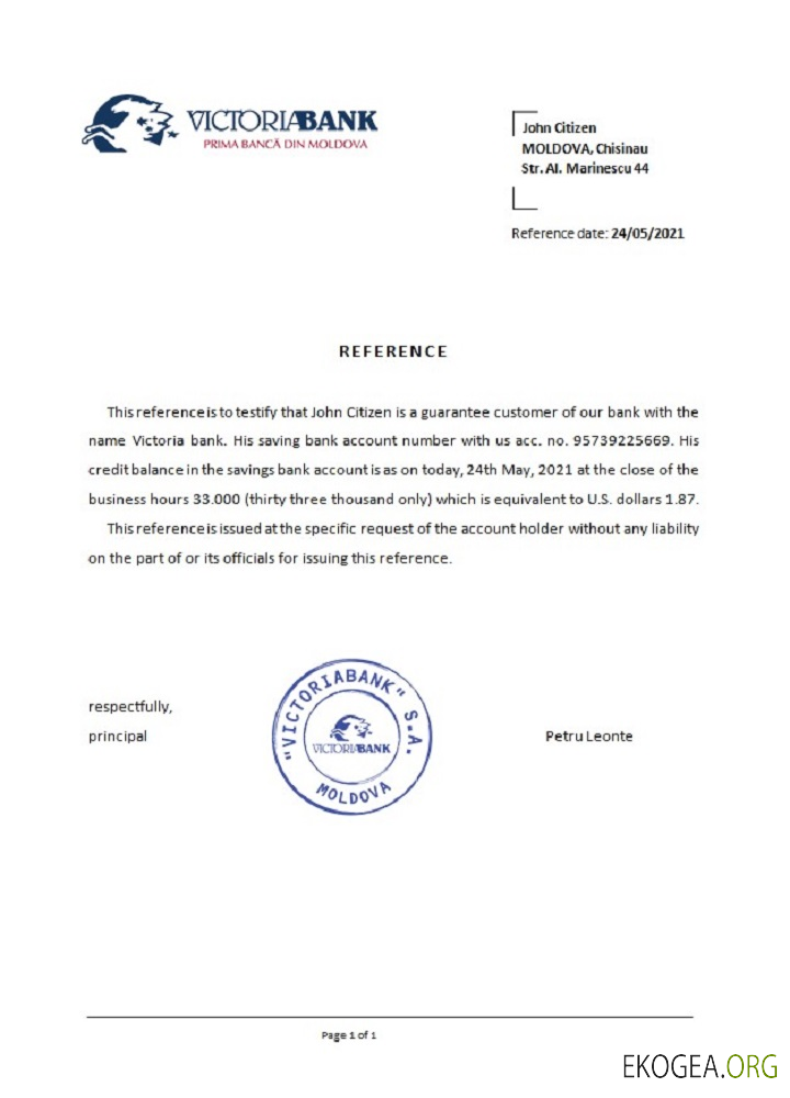 Moldavie , Victoriabank , reference